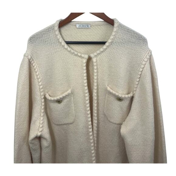 J.Crew Odette Sweater Lady Jacket Cardigan Boucle XL Ivory BM246 Cottage Wool - Picture 3 of 11
